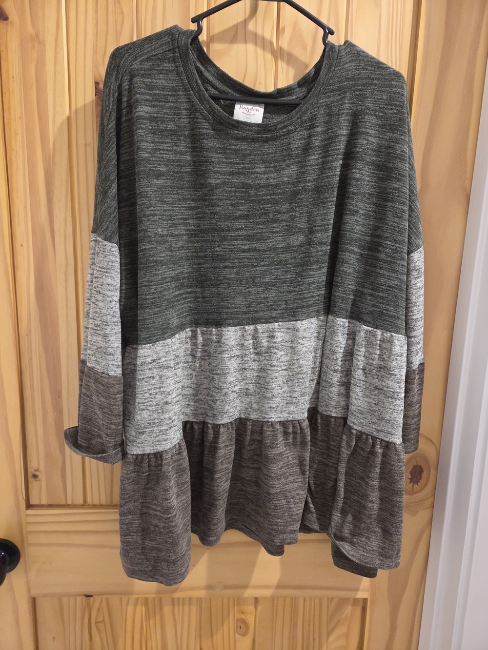 Hayden Dark Olive & Heather Gray Knit Top